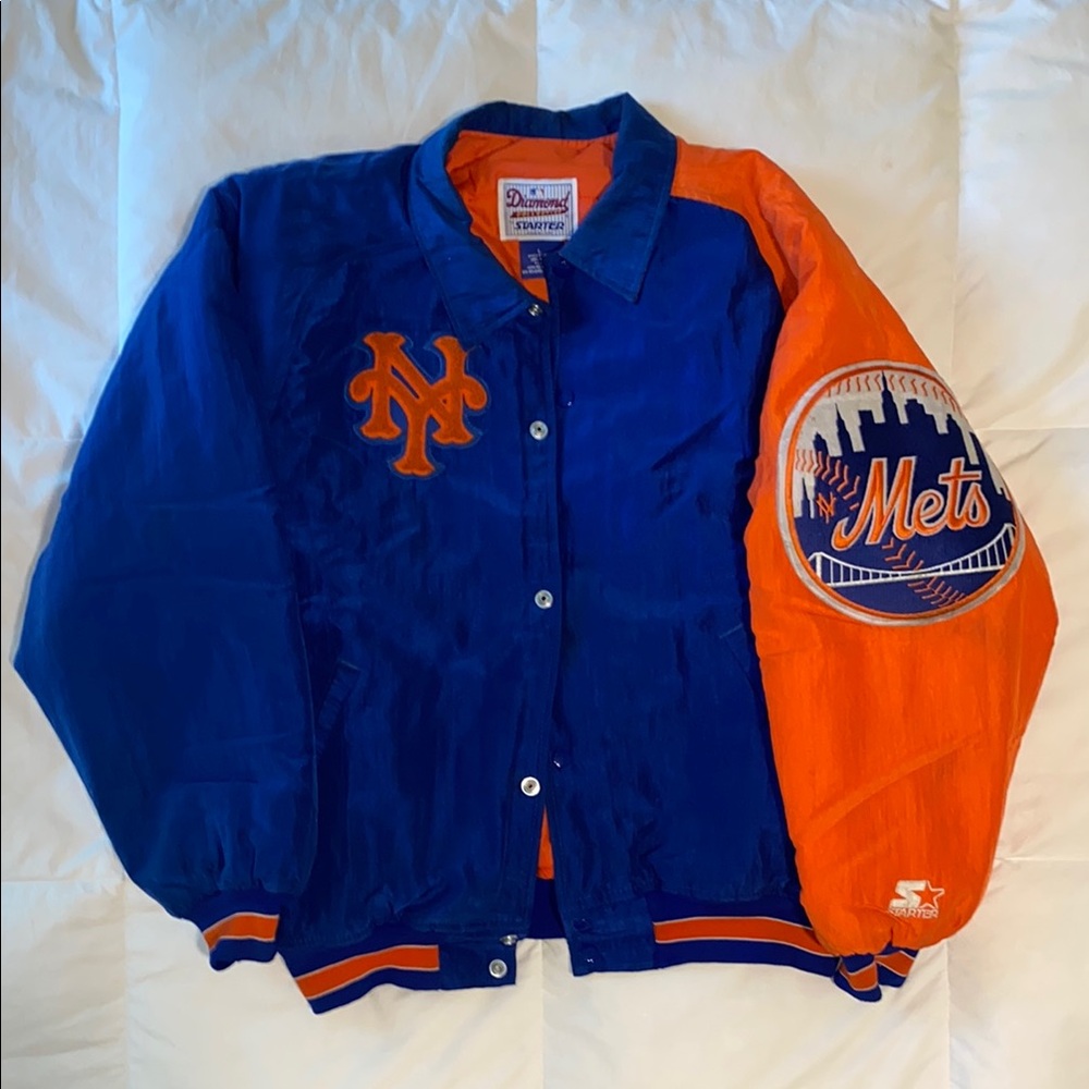 STARTER Diamond Collection New York Mets Blue and Orange Jacket